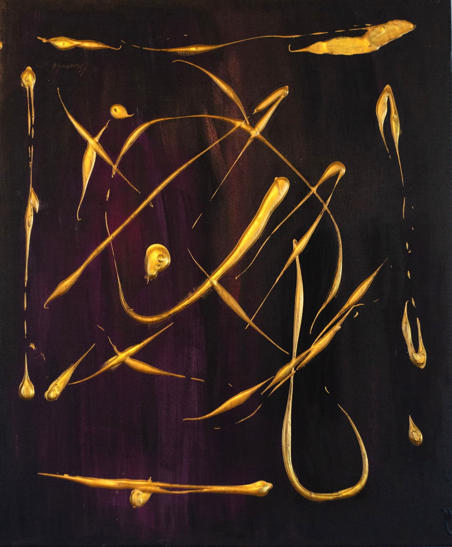Gold Script — Oil & gold leaf by Shev G