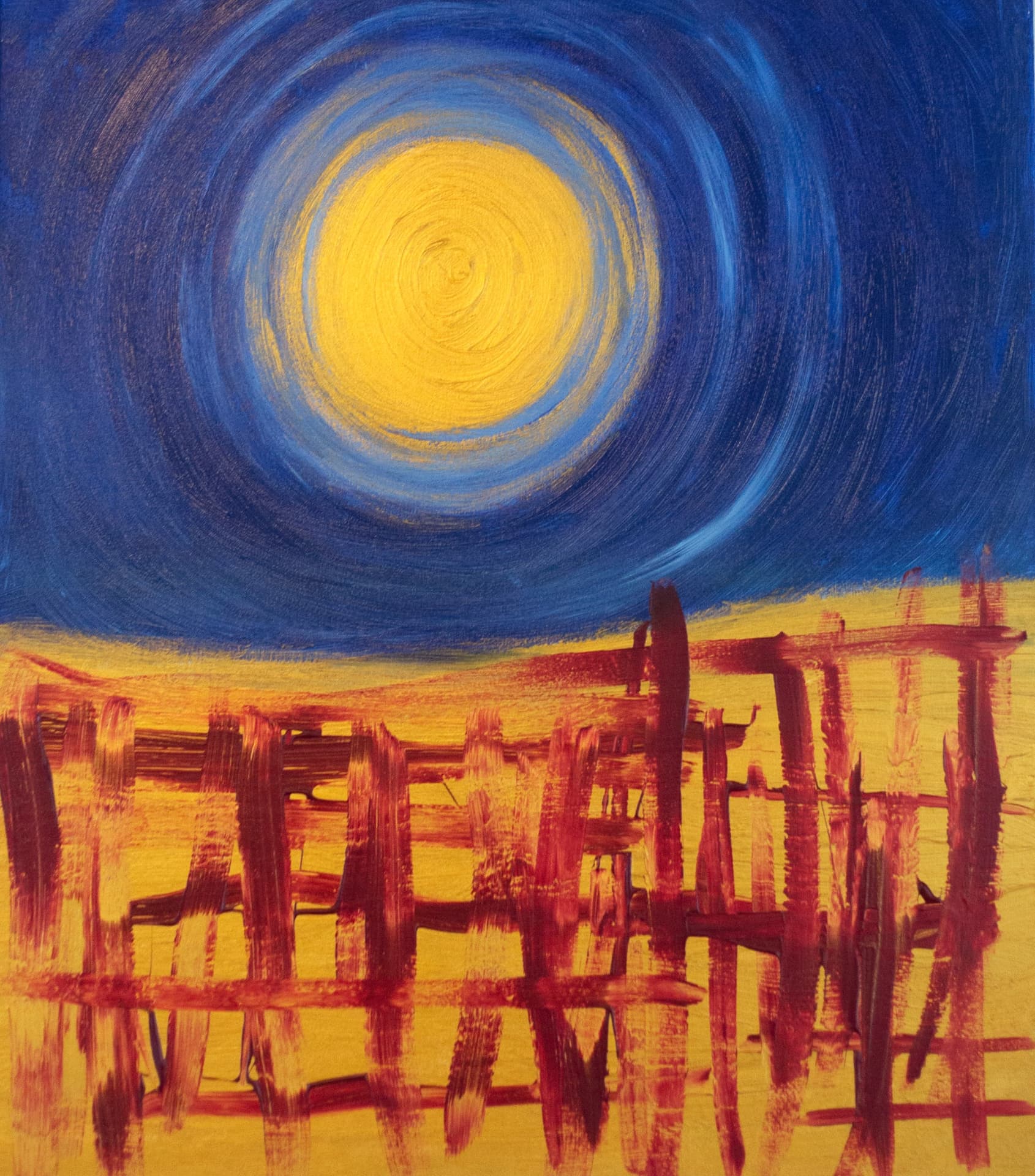 Sun Over Ruins — Acrylic on canvas by Shev G