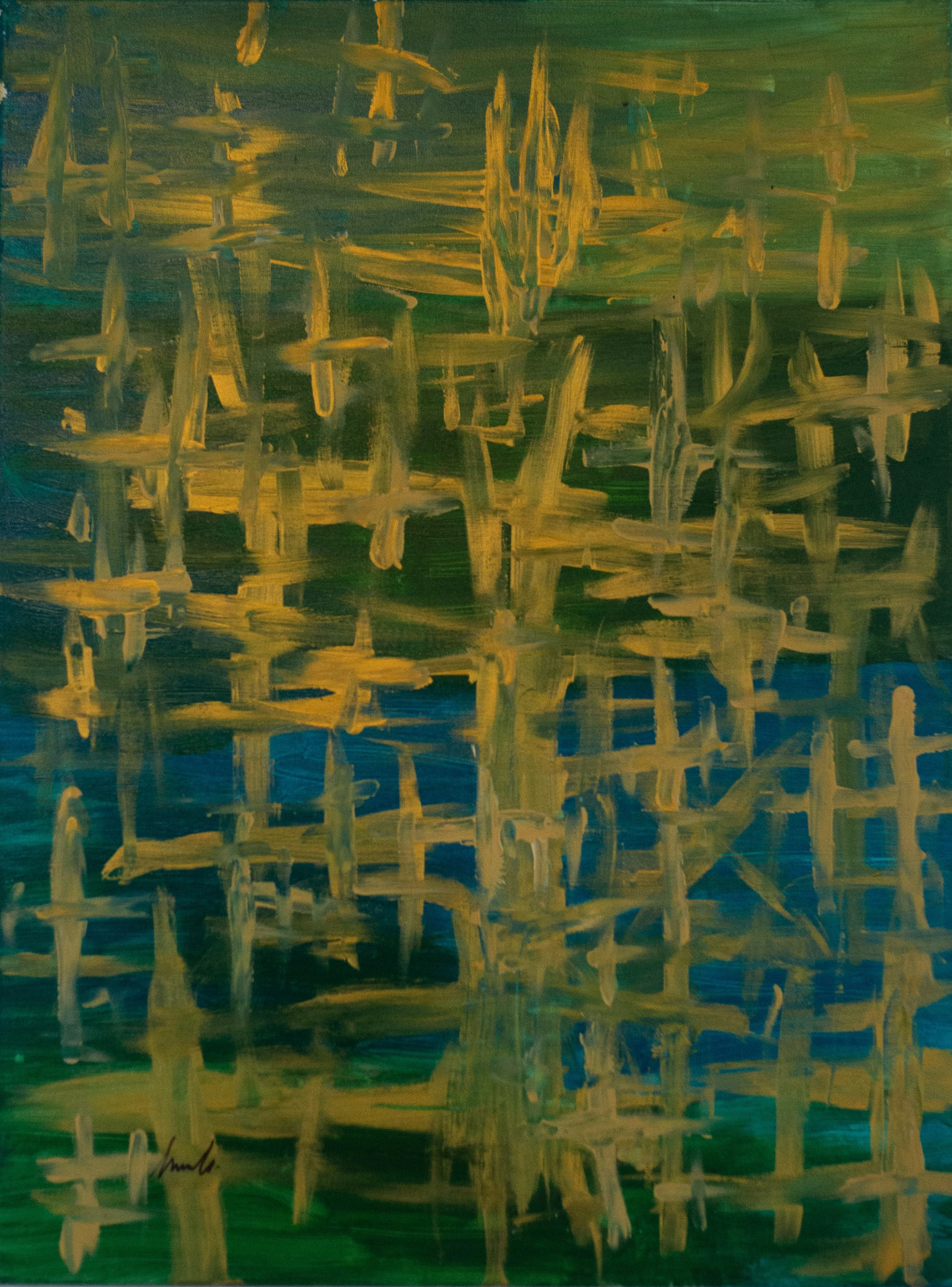 Reeds at Dusk — Acrylic on canvas by Shev G